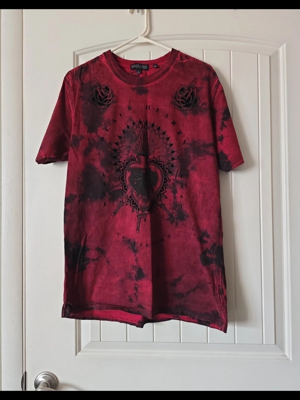 Affliction Red & Black Tie-Dye Graphic Short Sleeve Tee